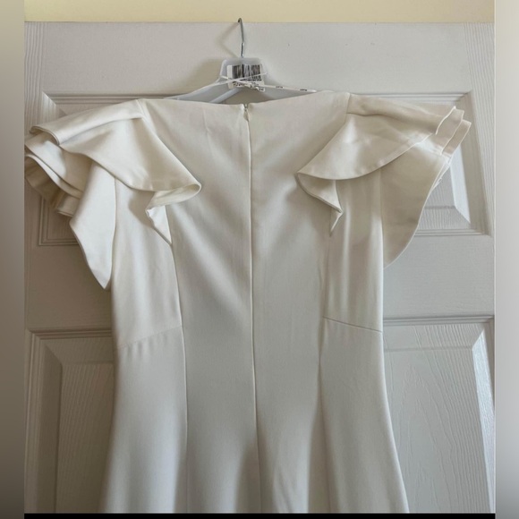 Elliatt Astronomy White Ruffle Sleeve Maxi Rehearsal Dinner Bridal Dress NEW - Picture 5 of 6